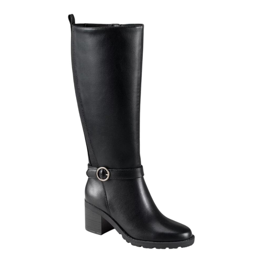 Baretraps Women's Dylia Ankle Strap Knee High Block Heel Boots Black Size 11